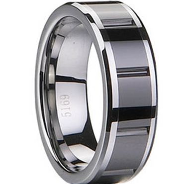 COI Black Tungsten Carbide Ring With Ceramic - TG1833(Size:US11)