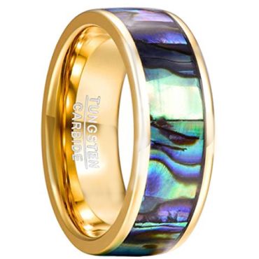 COI Gold Tone Tungsten Carbide Abalone Shell Ring - TG2191CC