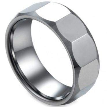 COI Tungsten Carbide Faceted Ring - TG3220(Size US9)