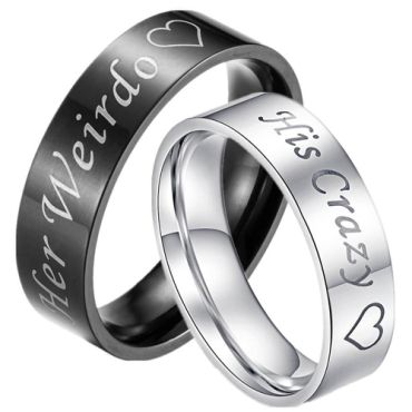 **COI Titanium Her Weirdo His Crazy Dome Court Ring - JT3376