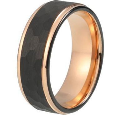 COI Tungsten Carbide Two Tone Hammered Ring-TG344(Size US16)