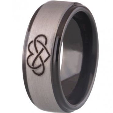 COI Tungsten Carbide Infinity Heart Ring-TG3471(Size:US10)