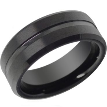 COI Black Tungsten Carbide Wedding Band Ring - TG4199(Size US13)