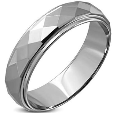 COI Tungsten Carbide Faceted Ring - TG4437(Size US9.5)