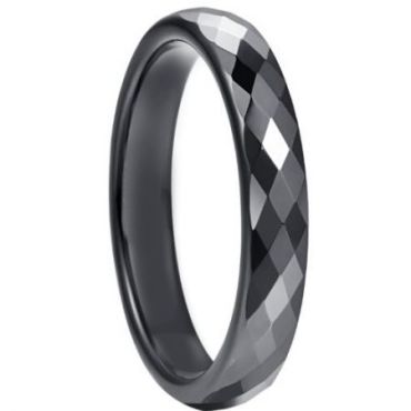 COI Black Tungsten Carbide 4mm Faceted Ring-5264