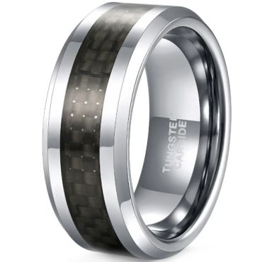 **COI Tungsten Carbide Carbon Fiber Beveled Edges Ring-TG628