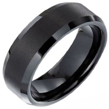 COI Black Tungsten Carbide Ring-TG695AA(Size:US15)