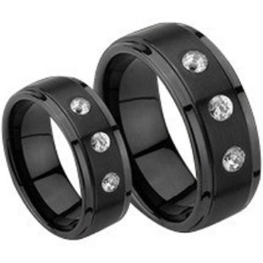 COI Black Tungsten Carbide Ring - TG811(Size:US15.5/16)