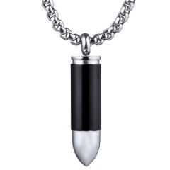 ***COI Titanium Black Silver Bullet Pendant-00307A