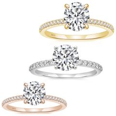 ***COI Sterling Silver 925 Gold Tone/Rose/Silver Solitaire Ring With Cubic Zirconia-00346A