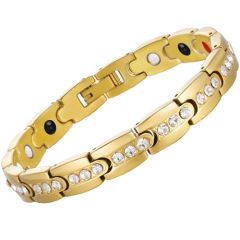 ***COI Titanium Rose/Gold Tone Cubic Zirconia Bracelet With Steel Clasp(Length: 8.27 inches)-00914AA