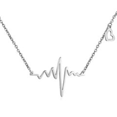 ***COI Titanium Heartbeat & Heart Necklace(Length: 19.7 inches)-00925A