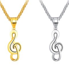***COI Titanium Black Gold Tone/Silver Music Note Pendant-00962A