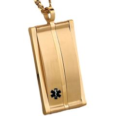 ***COI Titanium Black/Gold Tone/Silver Medical Alert Pendant-00994A