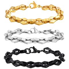 ***COI Titanium Black/Gold Tone/Silver Bracelet With Steel Clasp(Length: 8.27 inches)-01048A
