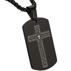 ***COI Black Titanium Cross Prayer Tag Pendant-01054A