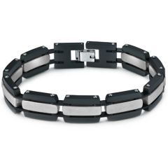 ***COI Titanium Black Gold Tone/Silver Bracelet With Steel Clasp(Length: 8.66 inches)-01065A