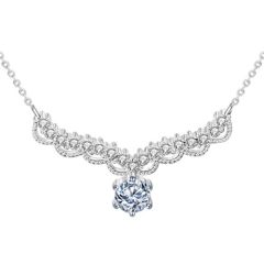 COI Sterling Silver 925 0.50ct Solitaire Moissanite Necklace(Length:19.68 inches)-01099A