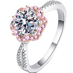 ***COI Sterling Silver 925 Rose Silver 1 Carat Moissanite Solitaire Ring-01121A