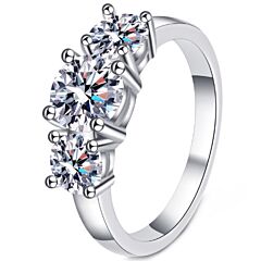 ***COI Sterling Silver 925 2 Carat 3 Moissanite Ring-01136A