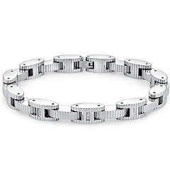 ***COI Titanium Black/Gold Tone/Silver Cubic Zirconia Bracelet With Steel Clasp(Length: 9.06 inches)-01163A