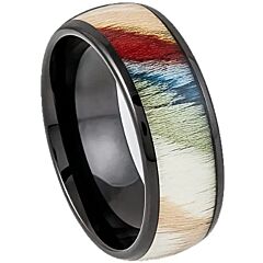***COI Black Titanium Koa Wood Dome Court Ring-01171A
