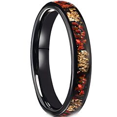 ***COI Black Tungsten Carbide Created Red Ruby & Fold Foil Dome Court Ring-01208A