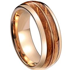 ***COI Rose Titanium Koa Wood Wire Dome Court Ring-01215A