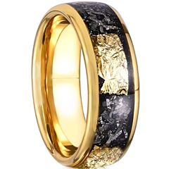 ***COI Gold Tone Titanium Dome Court Ring With Meteorite & Gold Foil-01219A