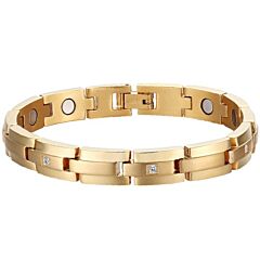 ***COI Gold Tone Titanium Cubic Zirconia Bracelet With Steel Clasp(Length: 8.27 inches)-01222A