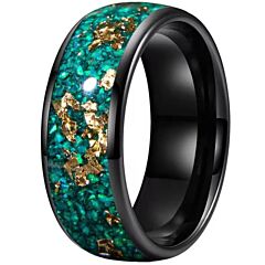 ***COI Black Titanium Crushed Opal & Gold Foil Dome Court Ring-01237A