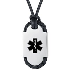 ***COI Titanium Black Gold Tone/Silver/Black Medical Alert Pendant-01242A
