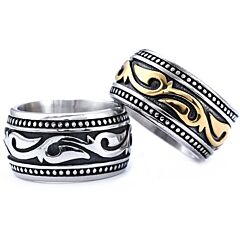 ***COI Titanium Black Silver/Black Gold Tone Silver Celtic Ring-01259A