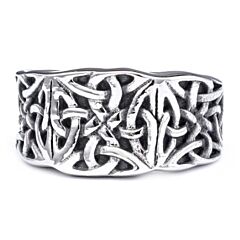 ***COI Titanium Black Silver Trinity Knots Celtic Ring-01260A