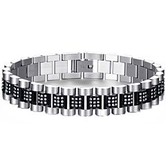 ***COI Titanium Blue/Gold Tone Silver/Black Silver Cubic Zirconia Bracelet With Steel Clasp(Length: 8.27 inches)-01264A