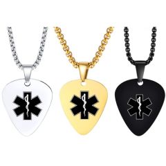 ***COI Titanium Black/Gold Tone/Silver Medical Alert Pendant-01293A