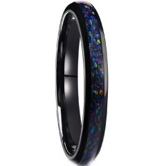 ***COI Black Tungsten Carbide Dome Court Ring With Crushed Opal-01317A