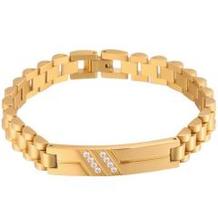 ***COI Titanium Black/Gold Tone/Silver Cubic Zirconia Bracelet With Steel Clasp(Length: 8.27 inches)-01320A