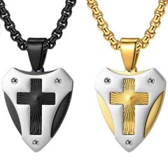 ***COI Titanium Black/Gold Tone Silver Cross Pendant-01329A