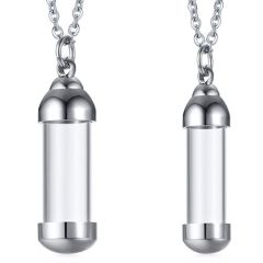 ***COI Titanium Black/Silver Cremation Pendant For Ashes of Pets and People-01351A