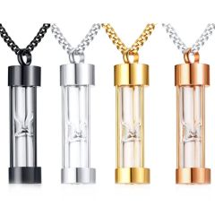 ***COI Titanium Black/Silver/Gold Tone/Rose Cremation Pendant For Ashes of Pets and People-01352A