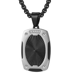 ***COI Titanium Black/Gold Tone Silver Pendant With Cubic Zirconia-01370A