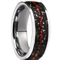 ***COI Tungsten Carbide Meteorite Created Red Ruby Ring-01469A