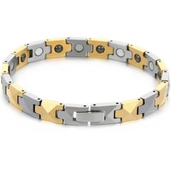 ***COI Tungsten Carbide Black/Silver/Gold Tone Silver Bracelet With Steel Clasp(Length: 7.48 inches) -01477A
