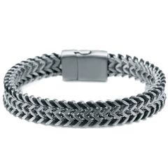 ***COI Titanium Black Gold Tone/Silver Bracelet With Steel Clasp(Length: 8.46 inches) -01489A