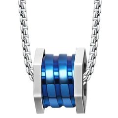 ***COI Titanium Silver Gold Tone/Blue/Black Pendant-01501A