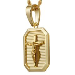 ***COI Titanium Gold Tone/Silver Jesus Cross Pendant-01532A