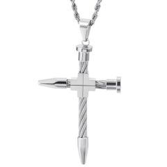 ***COI Titanium Black/Gold Tone/Silver/Blue Wire Cross Pendant-01560A