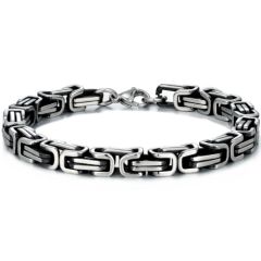 ***COI Titanium Black Silver Bracelet With Steel Clasp(Length: 8.66 inches)-01562A