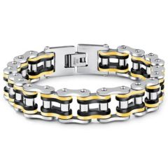 ***COI Titanium Black Silver Ceramic Bracelet With Steel Clasp(Length: 8.27 inches)-01575A